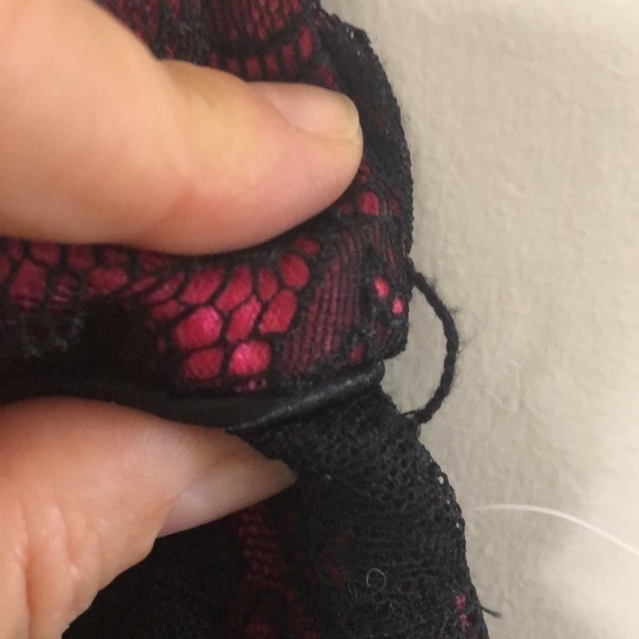 NEW Bebe Black Lace Pink Tulle Prom Winter Formal Dance Fit & Flare Mini L Dress - Picture 16 of 16